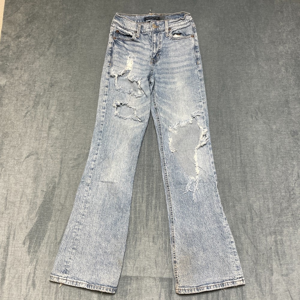 Aeropostale Jeans Womens 26x30.5 Blue Denim Light Wash Distressed Flare Leg